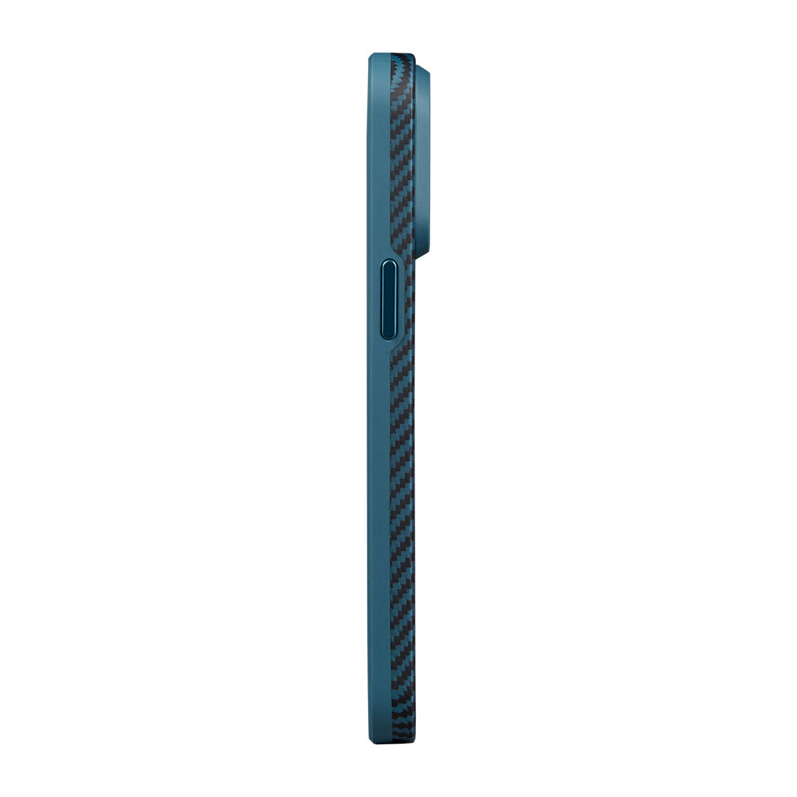 PİTAKA Magsafe Şarj Özellikli İPhone 15 Pro Max 1500D Aramid Fiber Military-Grade Classic Serisi Black-Grey Twill Mavi Kılıf