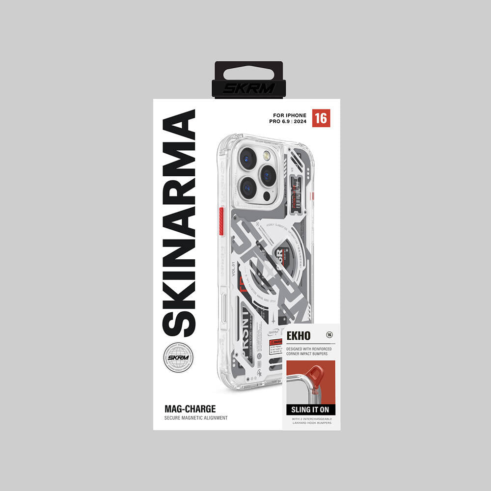 Magsafe Şarj Özellikli Katmanlı Makine Temalı SkinArma Ekho Beyaz Kapak - enzaksesuar