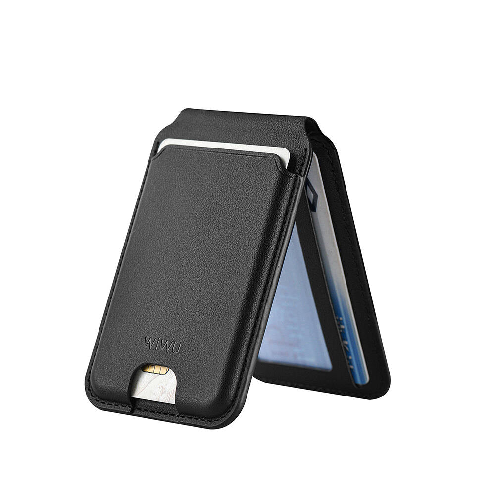 Wiwu Mag Wallet Standlı Magnetik Siyah Kartlık - enzaksesuar