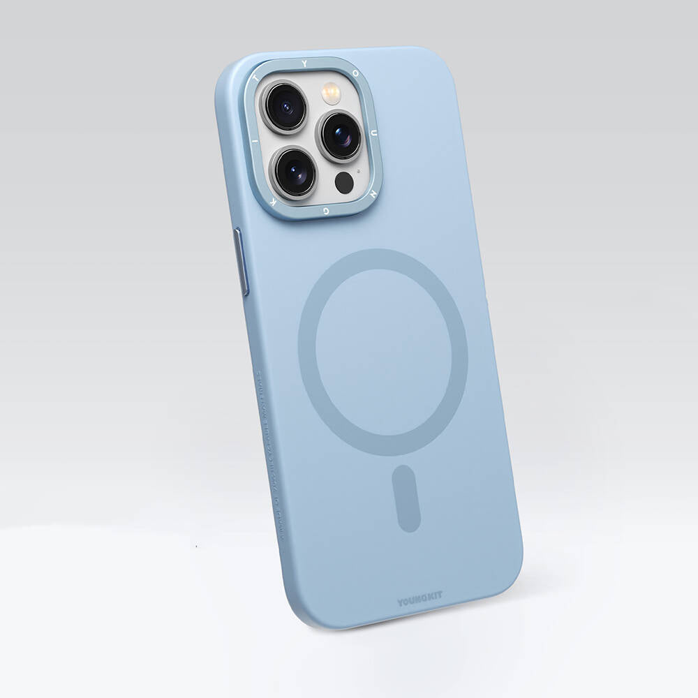 Magsafe Şarj Özellikli Çizilmeye Ve Aşınmaya Dayanıklı Youngkit Velvet Magnet Serisi Mavi Kapak - enzaksesuar