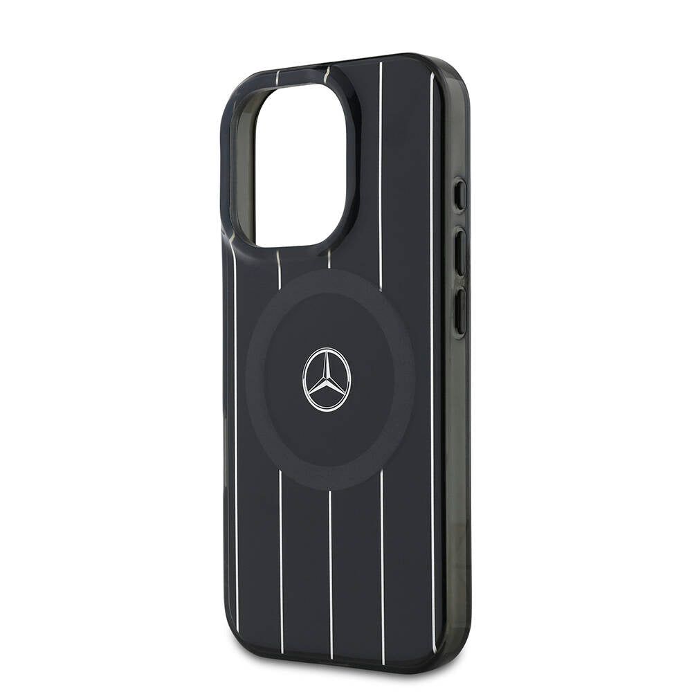 MERCEDES BENZ iPhone 16 Pro Orjinal Lisanslı Magsafe Şarj Özellikli Çift Katmanlı Paralel Çizgi Desenli Kılıf
