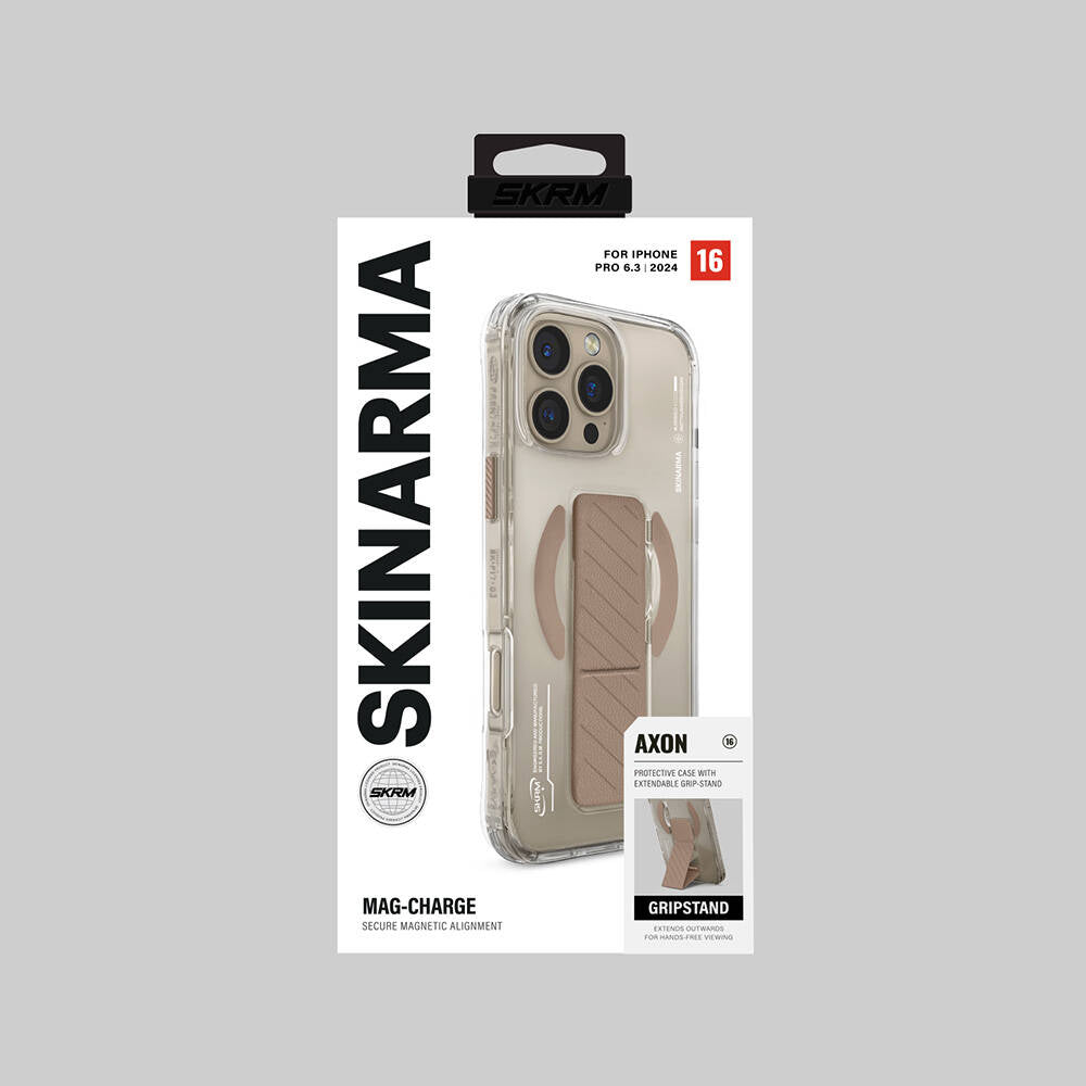 Magsafe Şarj Özellikli Teknoloji Desenli Standlı Skinarma Axon Gold Kapak - enzaksesuar