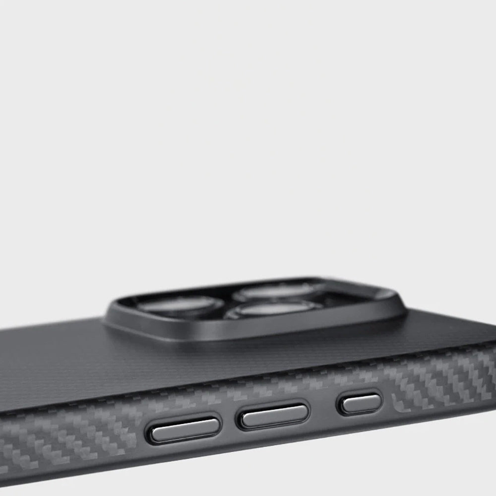 Magsafe Şarj Özellikli Aramid Fiber Pitaka Military-Grade Classic Serisi Black-Grey Twill Kapak - enzaksesuar