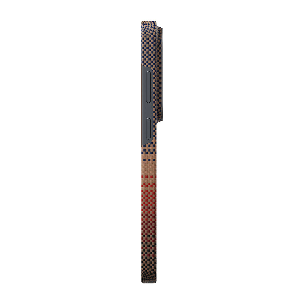 Galaxy S26 Ultra Kılıf M-safe Şarj Özellikli Aramid Fiber Pitaka Tactile Woven Sunset-Moonrise Serisi Kapak Kahverengi