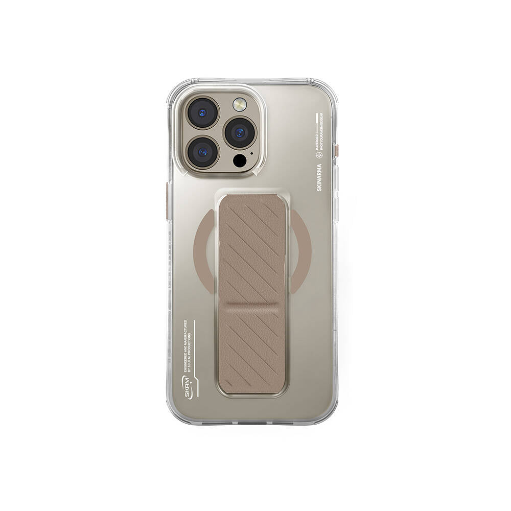 Magsafe Şarj Özellikli Teknoloji Desenli Standlı Skinarma Axon Gold Kapak - enzaksesuar