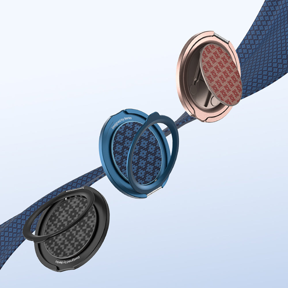 Benks L56 Magnetik 360 Derece Dönebilen ArmorPop Kevlar Tasarımlı Parmak Ring Stand Siyah-Gri