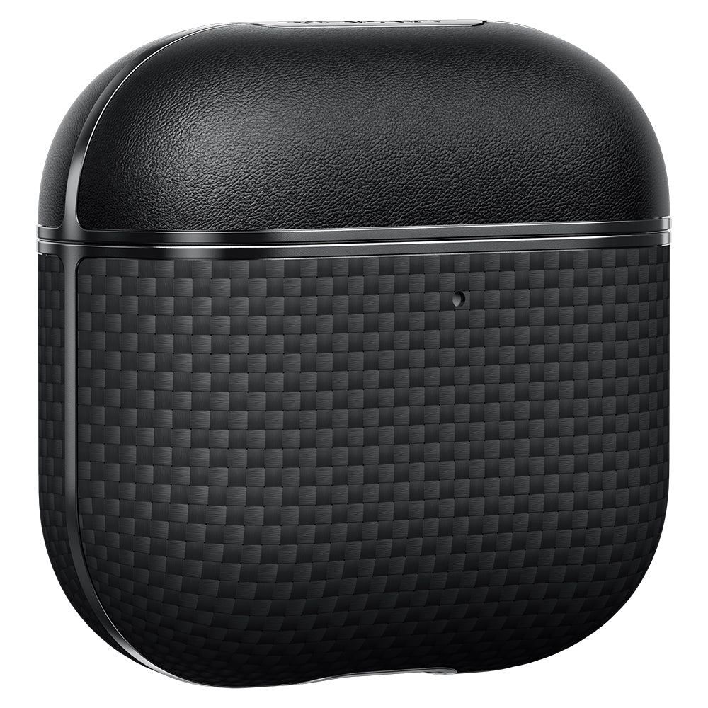 Apple Airpods 4 Kılıf 1500D Aramid Fiber Pitaka Ultra-Slim Classic Serisi Black-Grey Twill Kapak