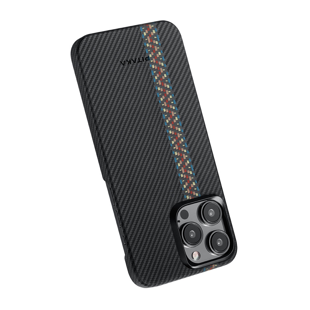 PİTAKA Magsafe Şarj Özellikli İPhone 15 Pro Max 600D Aramid Fiber Pitaka Tactile Woven Orchestra Serisi Rhapsody Kapak