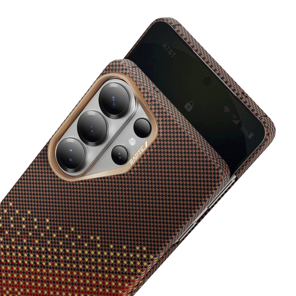 Galaxy S26 Ultra Kılıf M-safe Şarj Özellikli Raptic Aramid Skin Serisi Kapak Kahverengi