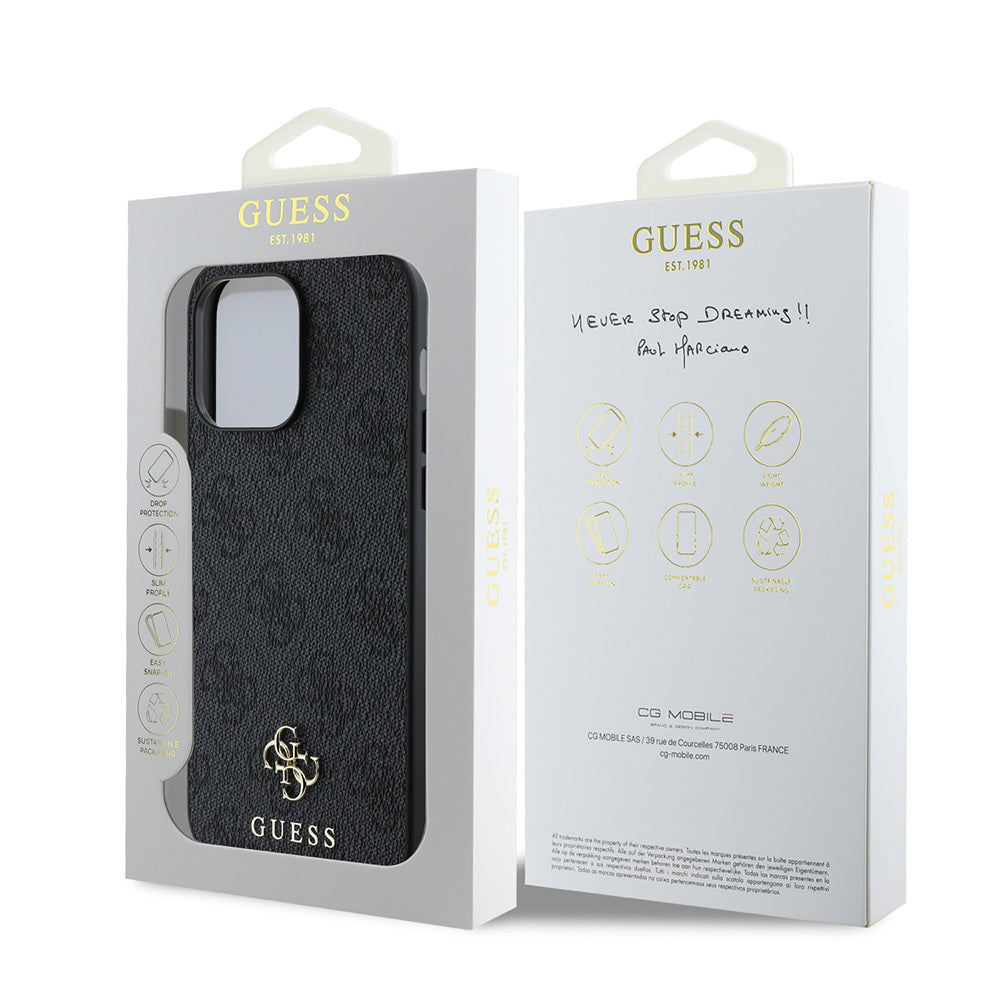 GUESS iPhone 15 Pro Orjinal Lisanslı Magsafe Şarj Özellikli Small 4G Classic Siyah Kılıf