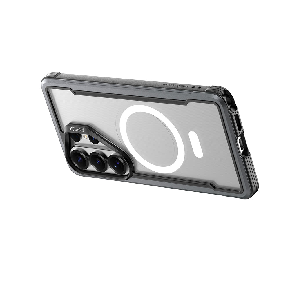 Galaxy S26 Ultra Kılıf M-safe Şarj Özellikli Airbagli Raptic Shield Serisi Şeffaf Arka Yüzey Kapak Siyah