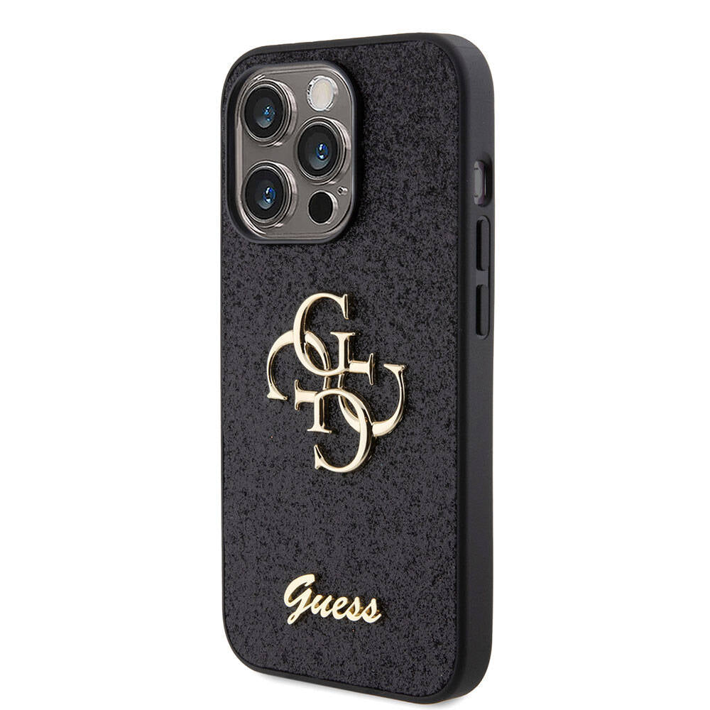 Guess Orjinal Lisanslı 4G Büyük Metal Logolu Glitter Siyah Kapak - enzaksesuar