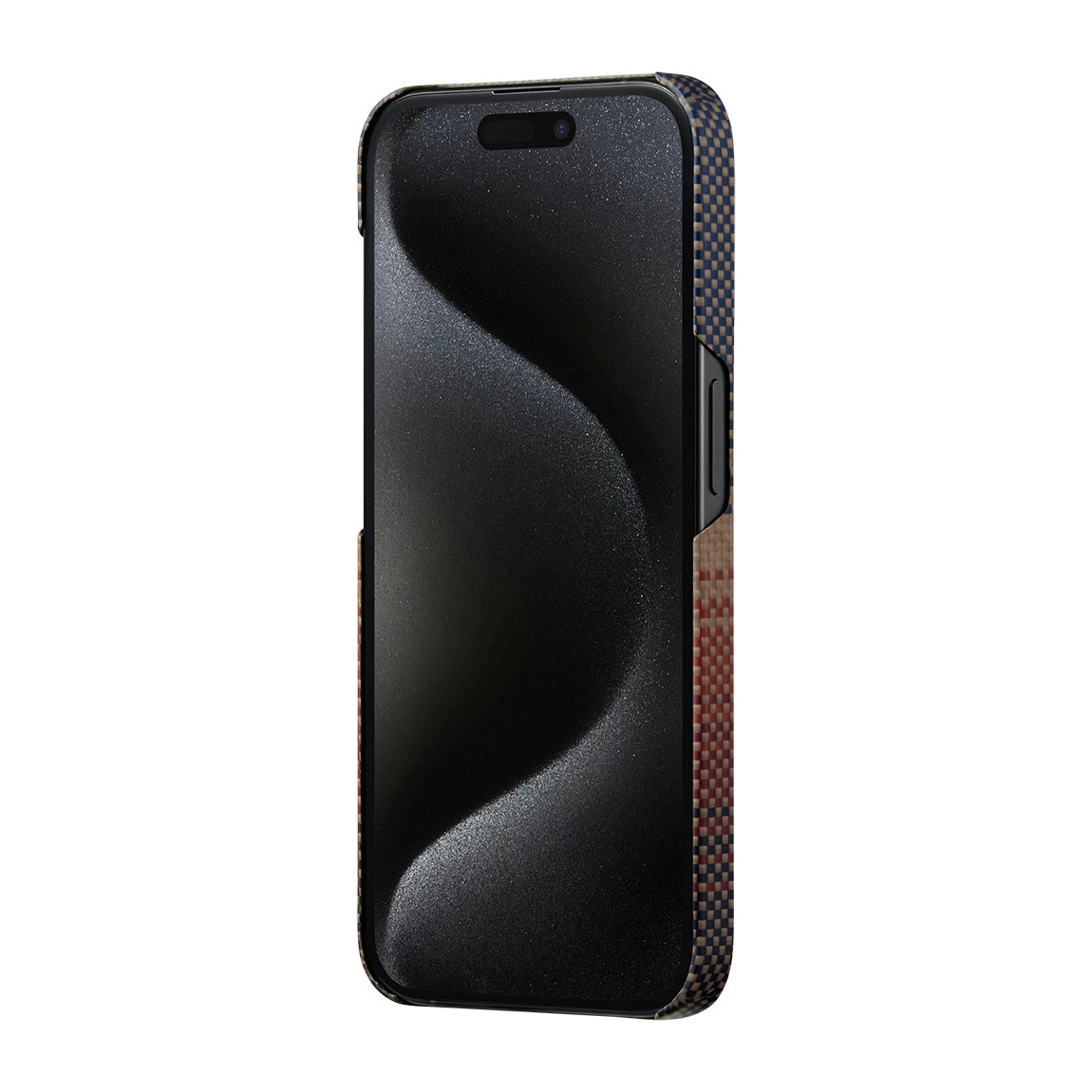 PİTAKA Magsafe Şarj Özellikli İPhone 15 Pro Max Aramid Fiber Tactile Woven Sunset-Moonrise Serisi Sunset Kılıf