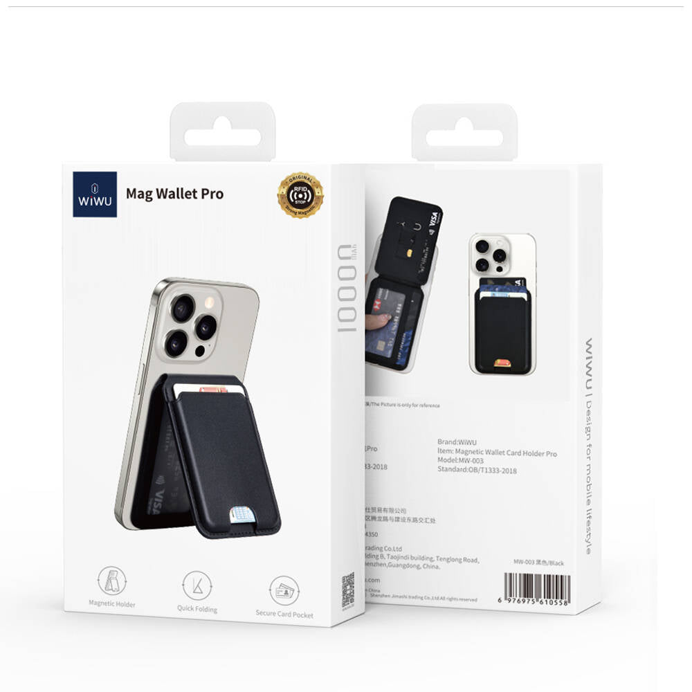 Wiwu Mag Wallet Standlı Magnetik Siyah Kartlık - enzaksesuar