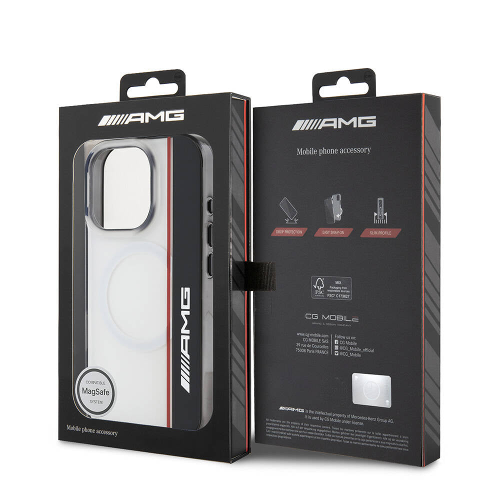 MERCEDES-BENZ - AMG iPhone 16 Pro Max Orjinal Lisanslı Magsafe Şarj Özellikli IML Baskı Logolu Çift Katmanlı Bow Lines Beyaz Kılıf
