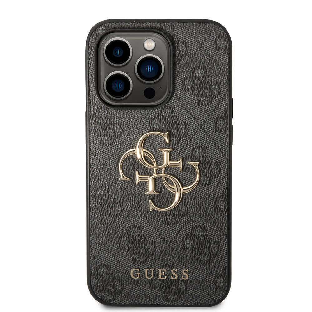 Guess Orjinal Lisanslı PU Deri Yazı ve 4G Metal Logolu Desenli Siyah Kapak - enzaksesuar