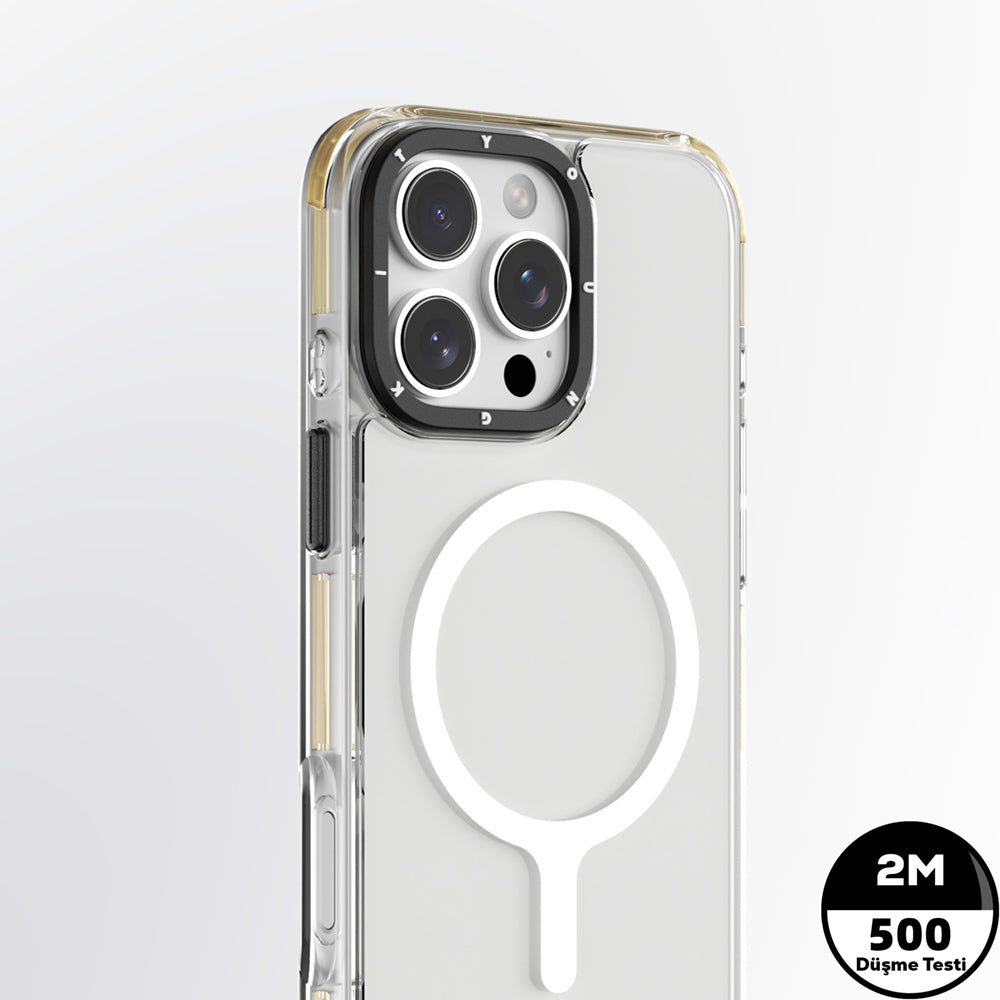 YOUNGKIT iPhone 16 Pro Max Magsafe Şarj Özellikli Crystal Color Serisi Gold Kılıf