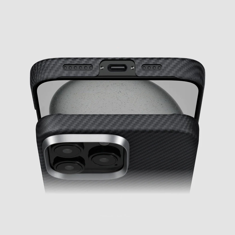 Magsafe Şarj Özellikli 600D Aramid Fiber Pitaka Ultra-Slim Classic Serisi Black-Grey Twill Kapak - enzaksesuar