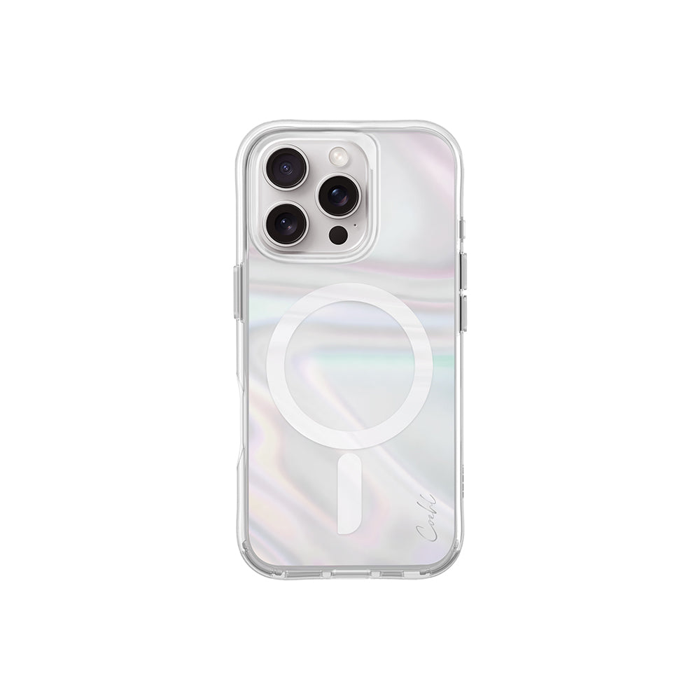 COEHL iPhone 16 Pro Kılıf Magsafe Şarj Özellikli Holografik Şeffaf Arka Yüzey Savon Kılıf