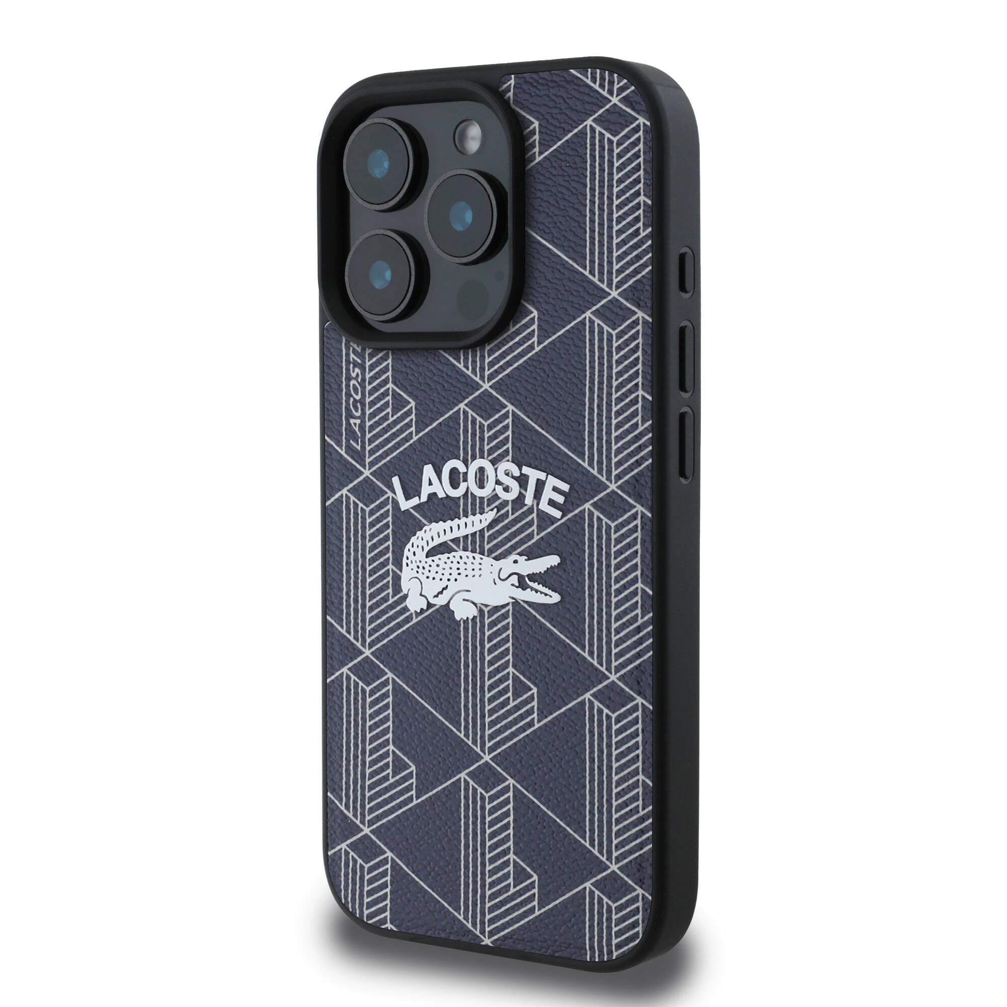LACOSTE iPhone 16 Pro Orjinal Lisanslı Magsafe Şarj Özellikli Mono Vintage Logo Lacivert Kılıf