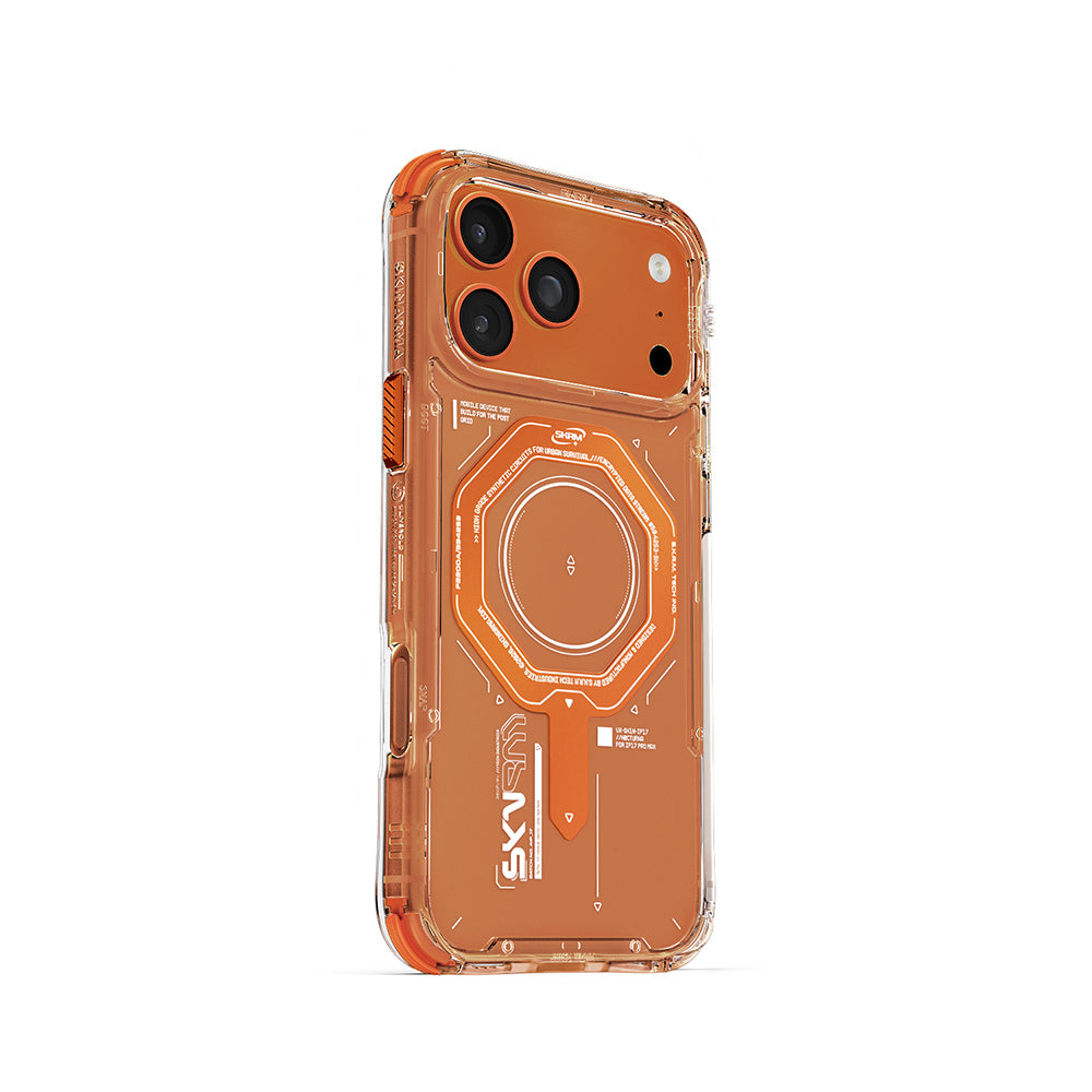 Apple iPhone 17 Pro Max Kılıf SkinArma M-safe Şarj Özellikli Airbag Tasarımlı Magma Kapak Turuncu