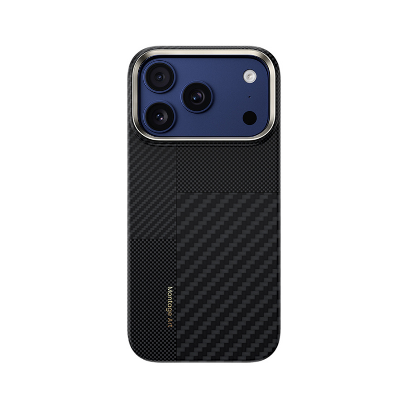 Apple iPhone 17 Pro Max Kılıf M-safe Şarj Özellikli Karbon Fiber Benks Montage ArmorAir Kevlar Kapak Siyah