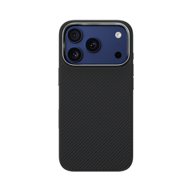 Apple iPhone 17 Pro Kılıf Karbon Fiber M-safe Şarj Özellikli Benks Hybrid ArmorPro 600D Kevlar Kapak Siyah