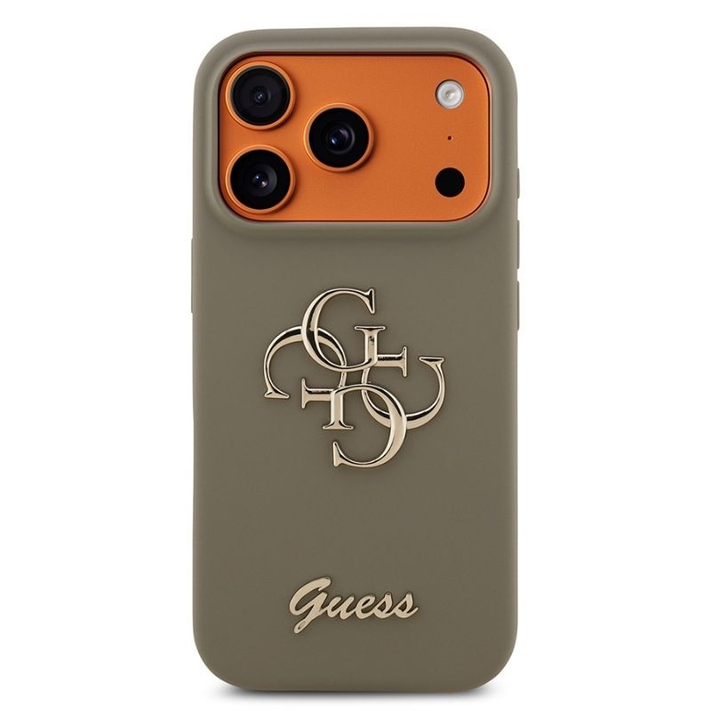 Apple iPhone 17 Pro Max Kılıf Guess Orjinal Lisanslı Grained Yazı Logolu Kapak Kahverengi
