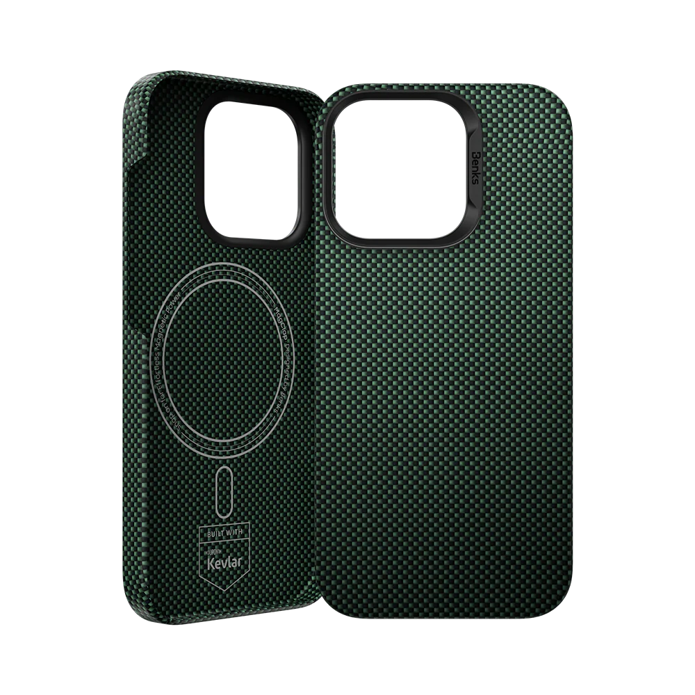 Magsafe Şarj Özellikli Benks ArmorTint Serisi ArmorAir Kevlar Yeşil Kapak - enzaksesuar