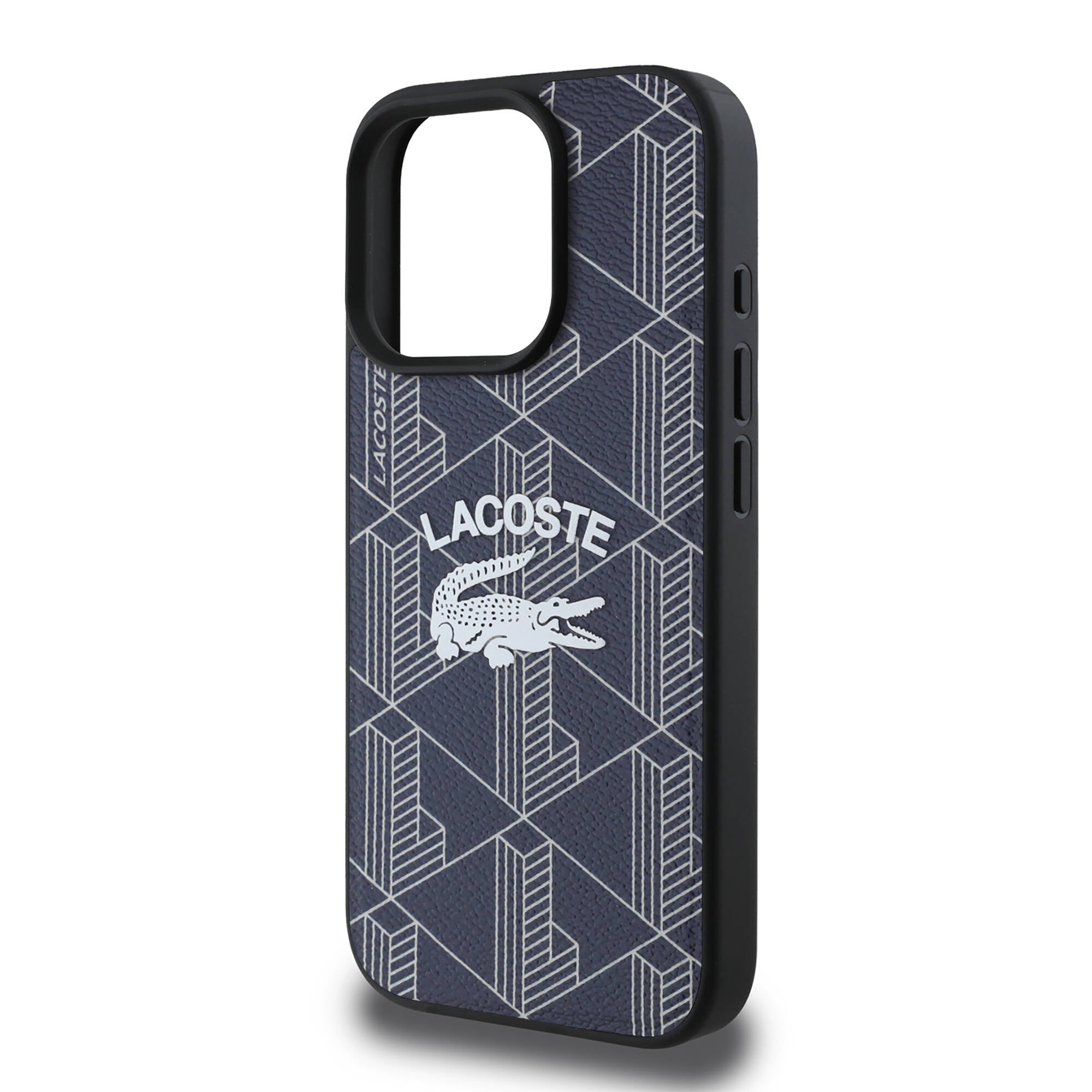 LACOSTE iPhone 16 Pro Orjinal Lisanslı Magsafe Şarj Özellikli Mono Vintage Logo Lacivert Kılıf