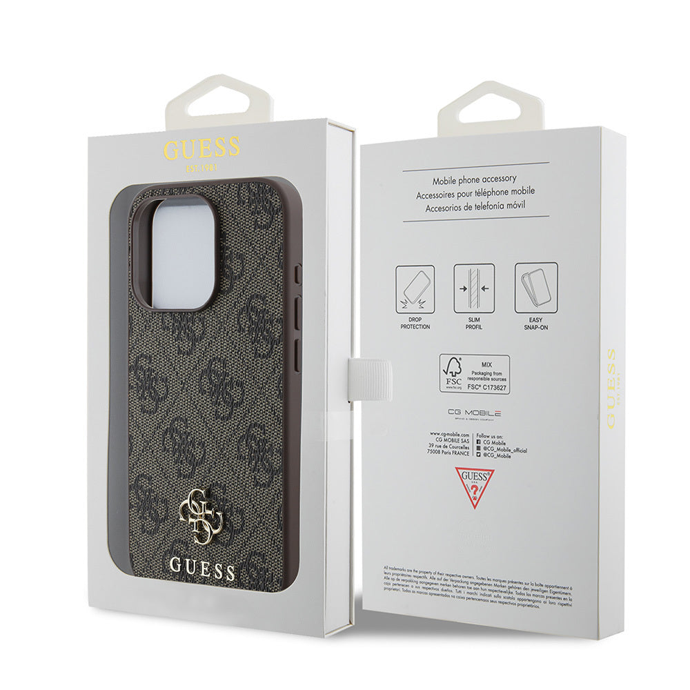GUESS iPhone 15 Pro Max Orjinal Lisanslı Magsafe Şarj Özellikli Small 4G Classic Kahverengi Kılıf