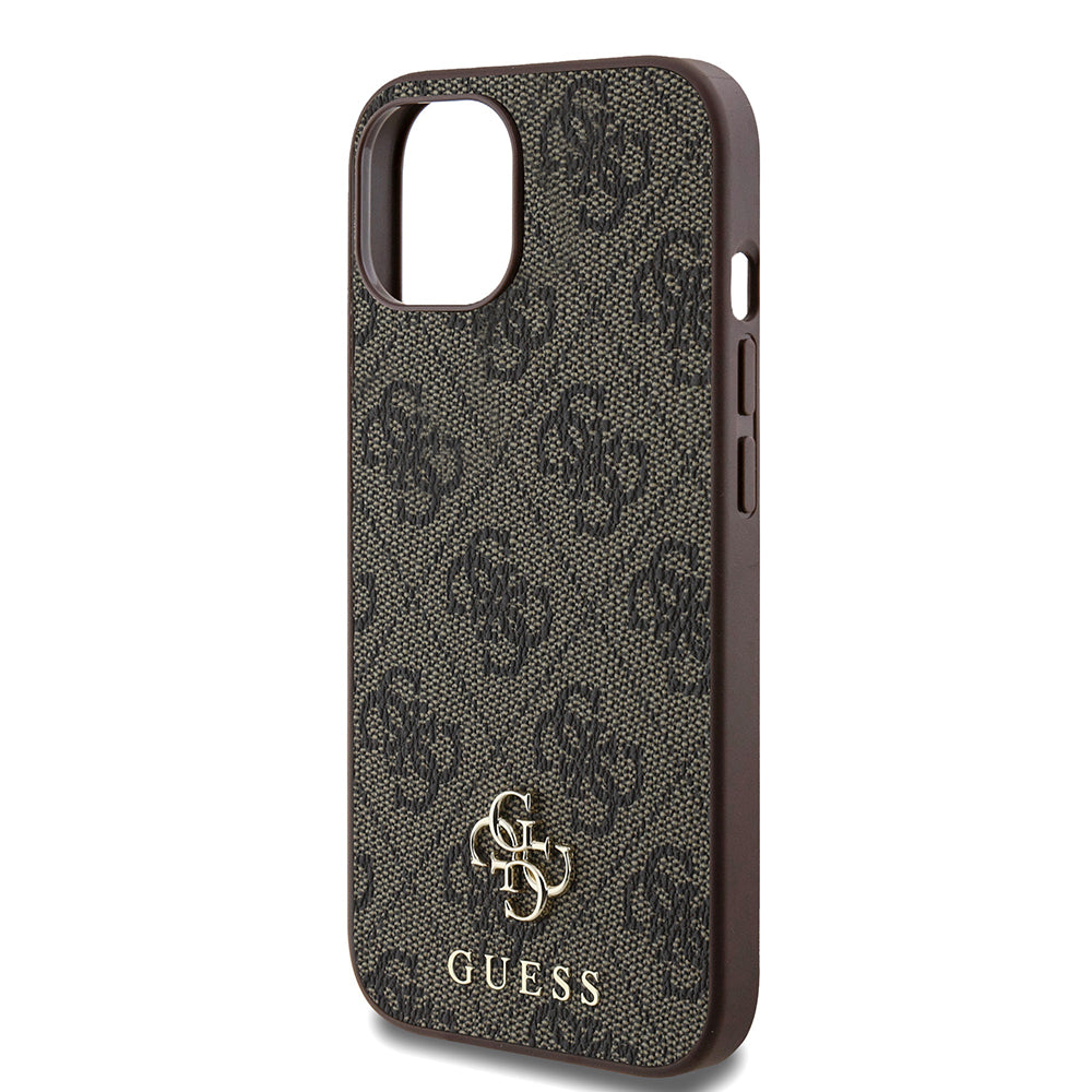 GUESS iPhone 15 Orjinal Lisanslı Magsafe Şarj Özellikli Small 4G Classic Kahverengi Kılıf