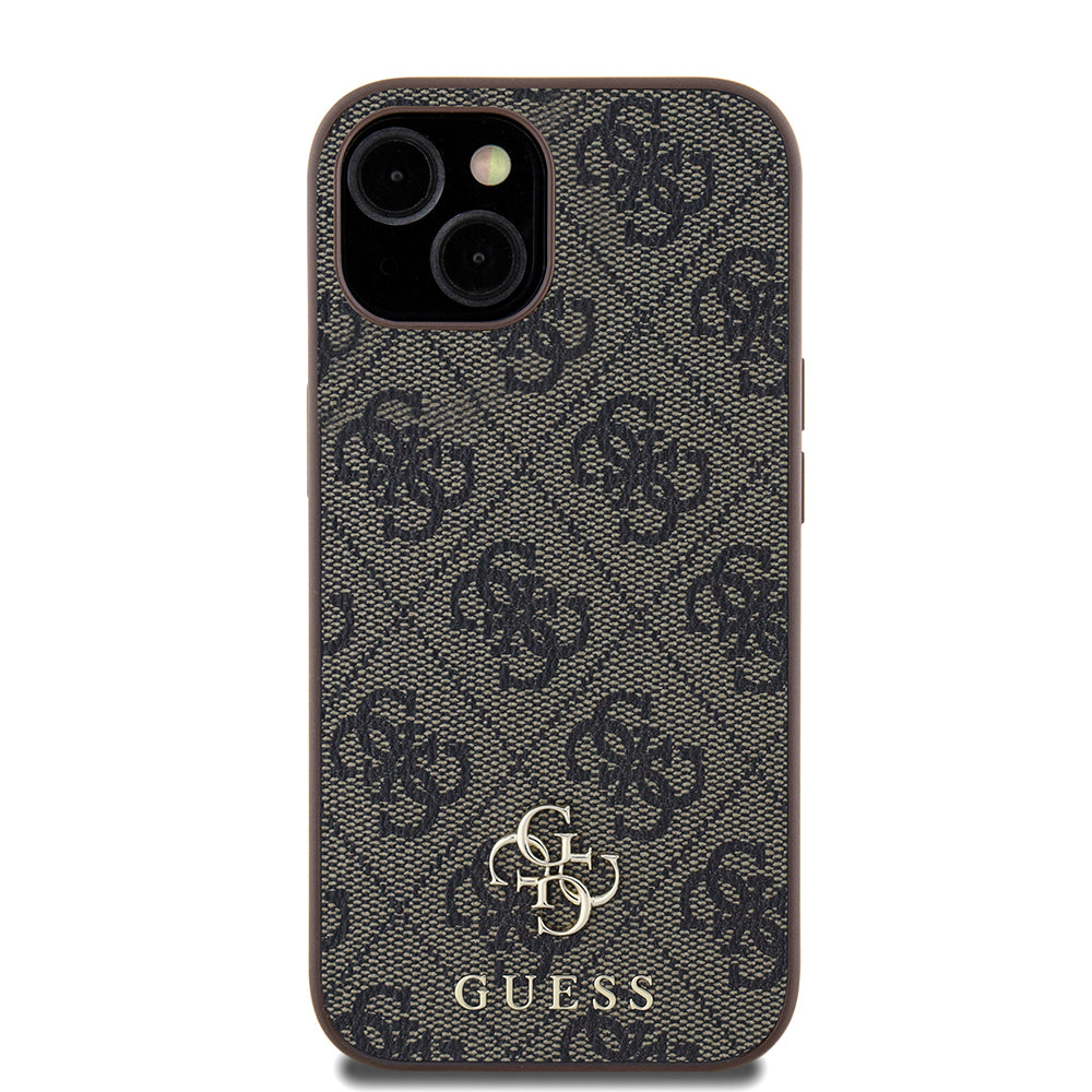 GUESS iPhone 15 Orjinal Lisanslı Magsafe Şarj Özellikli Small 4G Classic Kahverengi Kılıf