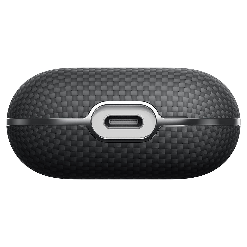 Apple Airpods 4 Kılıf 1500D Aramid Fiber Pitaka Ultra-Slim Classic Serisi Black-Grey Twill Kapak