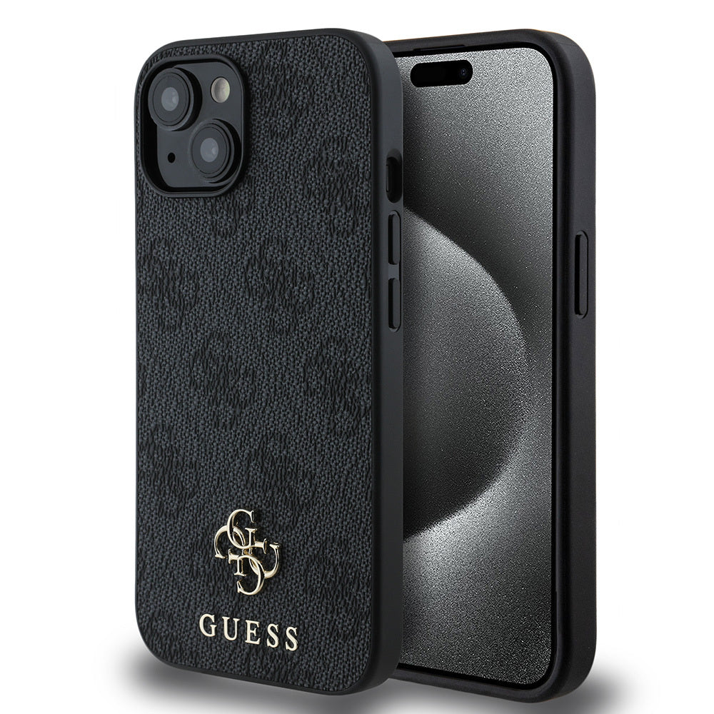 GUESS iPhone 15 Orjinal Lisanslı Magsafe Şarj Özellikli Small 4G Classic Siyah Kılıf