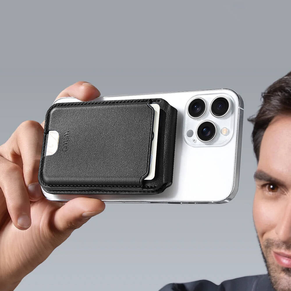 Wiwu Mag Wallet Standlı Magnetik Siyah Kartlık - enzaksesuar