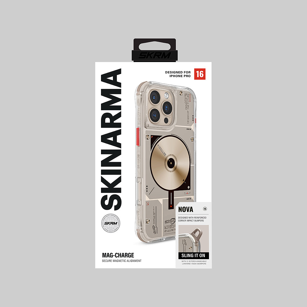 SKINARMA iPhone 16 Pro Max Magsafe Şarj Özellikli Disk Desenli Airbag Tasarımlı Nova Çöl Titanyum Kılıf
