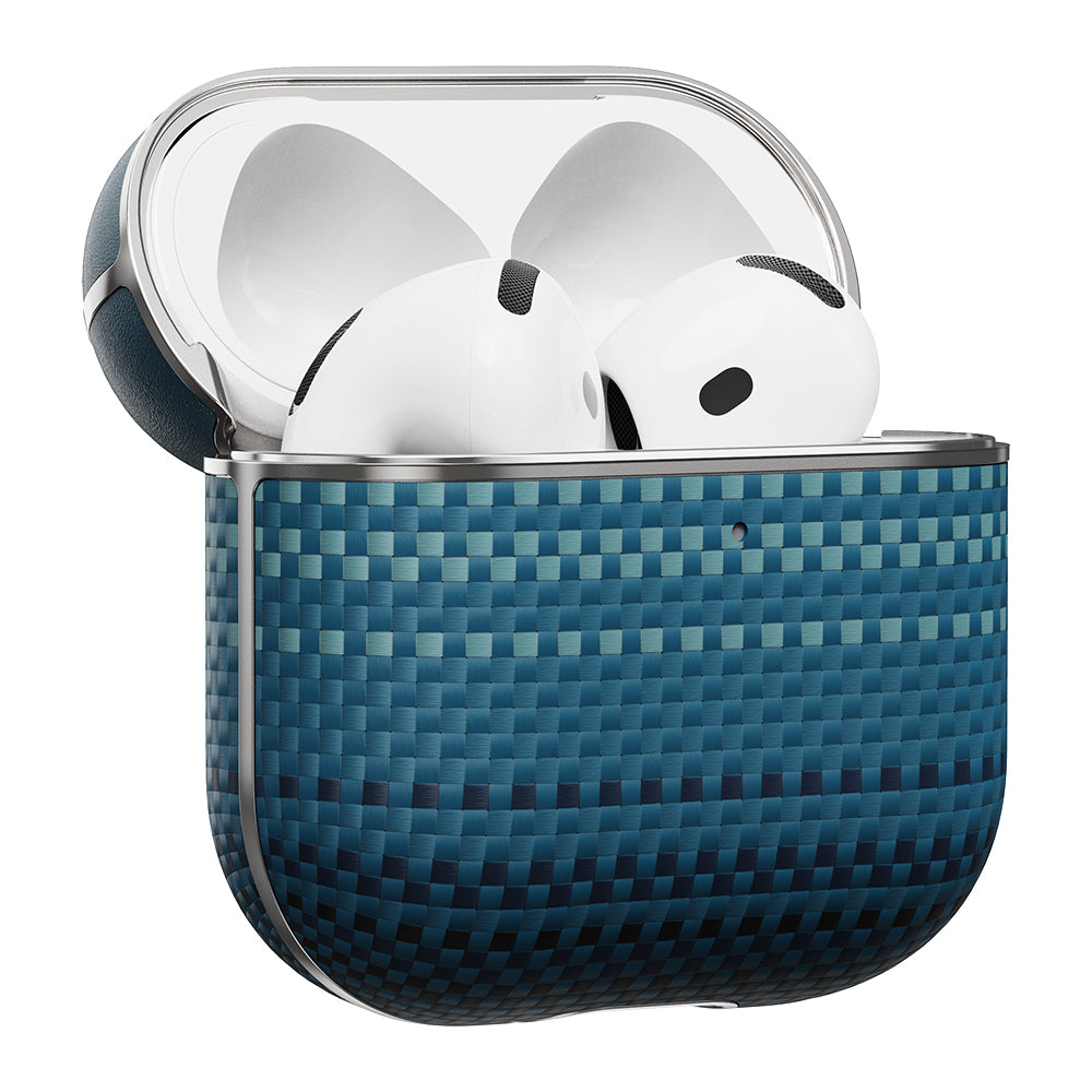 Apple Airpods Pro 2 Kılıf Aramid Fiber Pitaka Tactile Woven Sunset-Moonrise Serisi Sunset Kapak Mavi