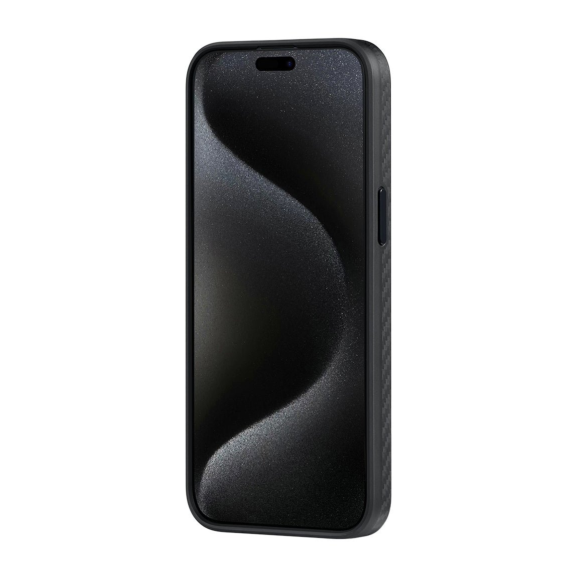 PİTAKA Magsafe Şarj Özellikli İPhone 15 Pro Max 1500D Aramid Fiber Military-Grade Classic Serisi Black-Grey Twill Siyah Kılıf