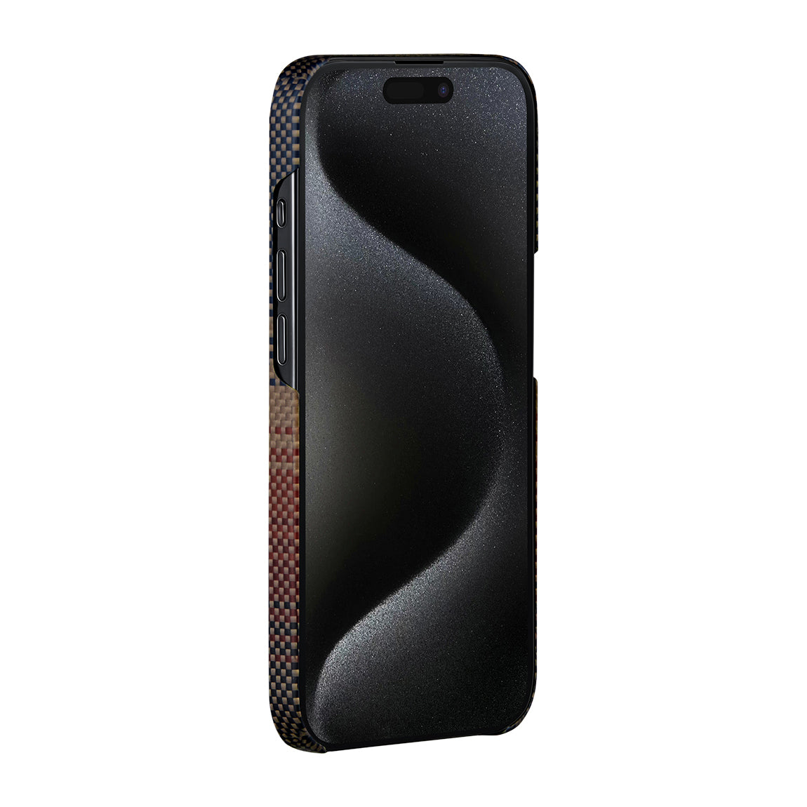 PİTAKA Magsafe Şarj Özellikli İPhone 15 Pro Max Aramid Fiber Tactile Woven Sunset-Moonrise Serisi Sunset Kılıf