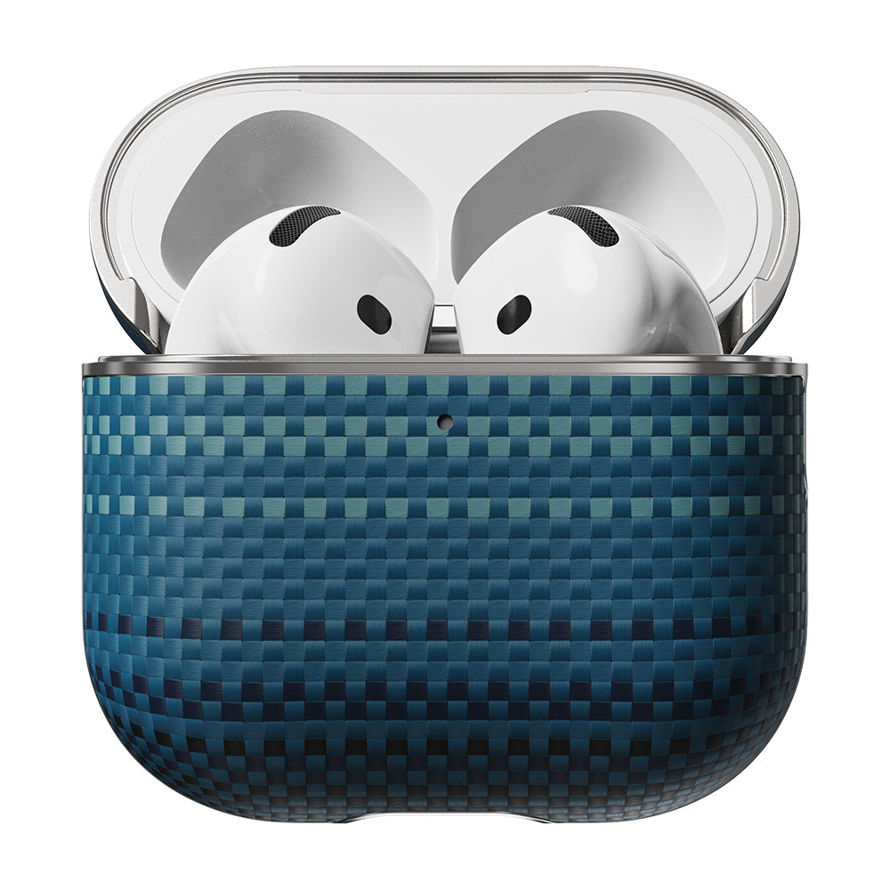 Apple Airpods Pro 2 Kılıf Aramid Fiber Pitaka Tactile Woven Sunset-Moonrise Serisi Sunset Kapak Mavi