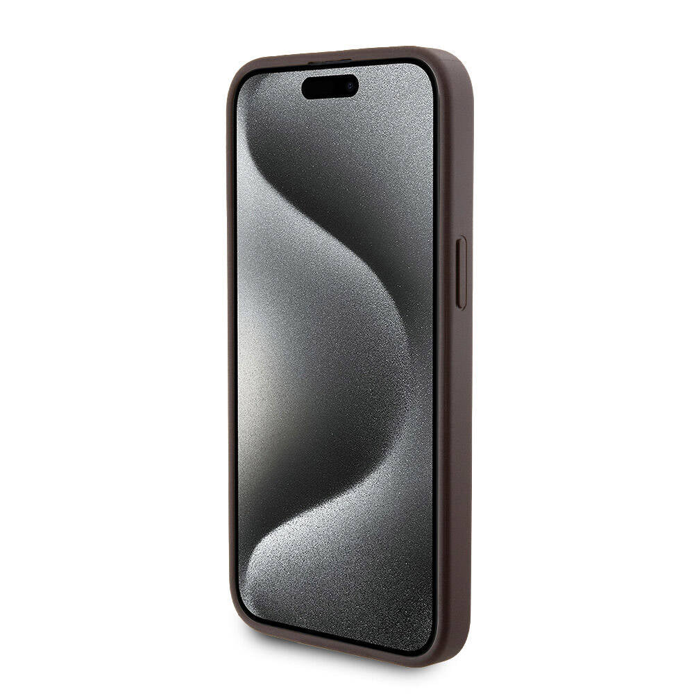 Guess Orjinal Lisanslı Magsafe Şarj Özellikli Yazı Logolu 4G Desenli Kahverengi Kapak +  Kahverengi Powerbank 5000mAh 2in1 Set - enzaksesuar