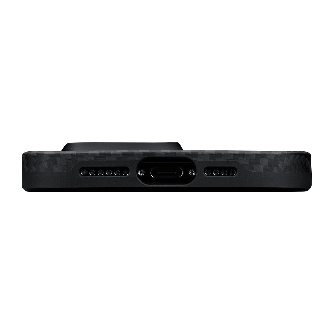 PİTAKA Magsafe Şarj Özellikli İPhone 15 Pro Max 1500D Aramid Fiber Military-Grade Classic Serisi Black-Grey Twill Siyah Kılıf