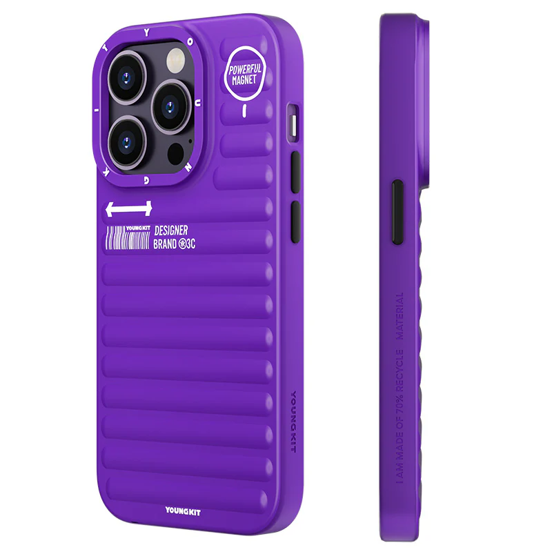 YOUNGKIT iPhone 14 Pro Max Mat Renkli Tasarım YoungKit Original Serisi Mor Kılıf