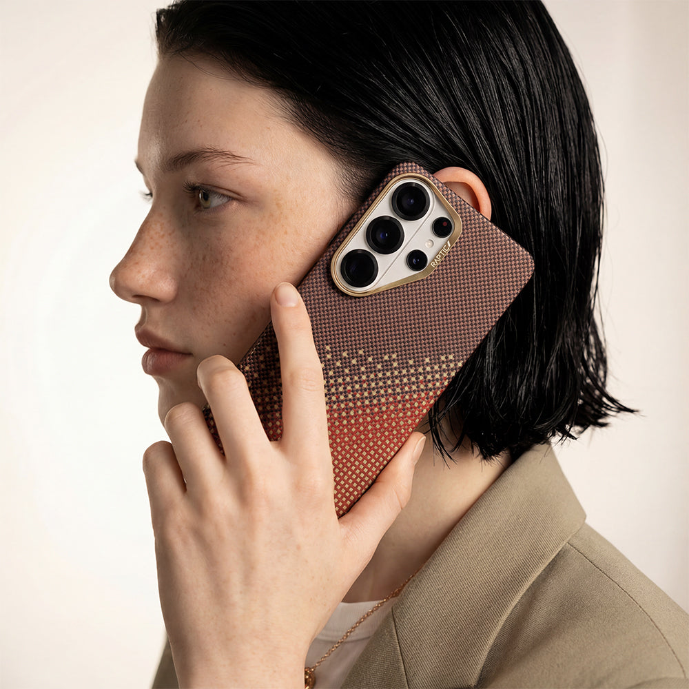 Galaxy S26 Ultra Kılıf M-safe Şarj Özellikli Raptic Aramid Skin Serisi Kapak Kahverengi