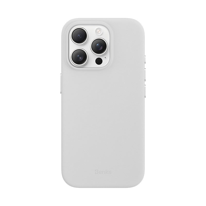 BENKS iPhone 16 Pro Max Magsafe Şarj Özellikli Çizilmeye Dayanıklı VitaPro Serisi PU Deri Beyaz Kılıf