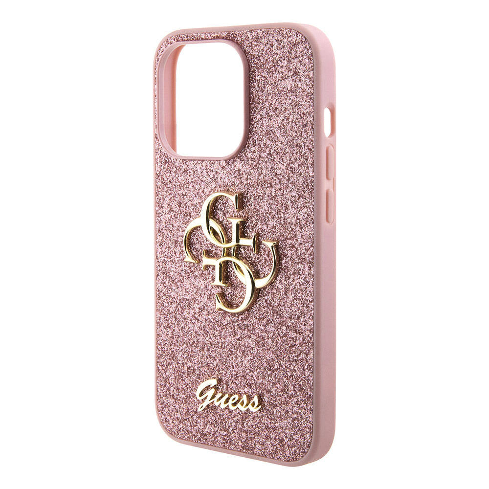 Guess Orjinal Lisanslı 4G Büyük Metal Logolu Glitter Pembe Kapak - enzaksesuar