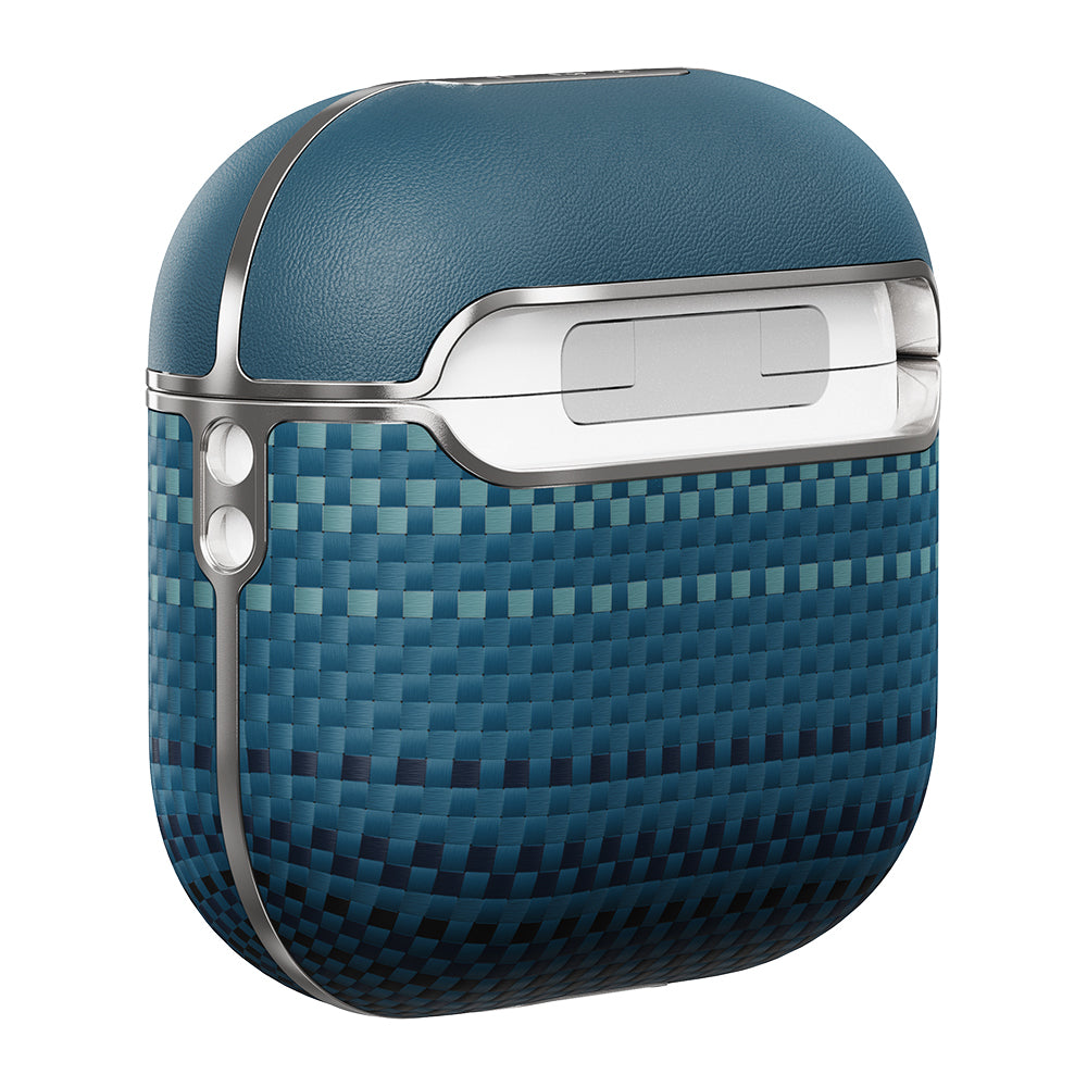 Apple Airpods Pro 2 Kılıf Aramid Fiber Pitaka Tactile Woven Sunset-Moonrise Serisi Sunset Kapak Mavi