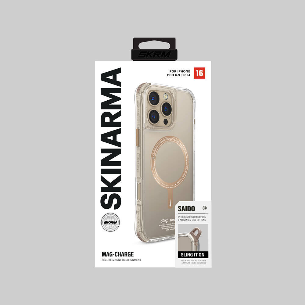 Magsafe Şarj Özellikli Airbagli Şeffaf SkinArma Saido Prime Gold Kapak - enzaksesuar