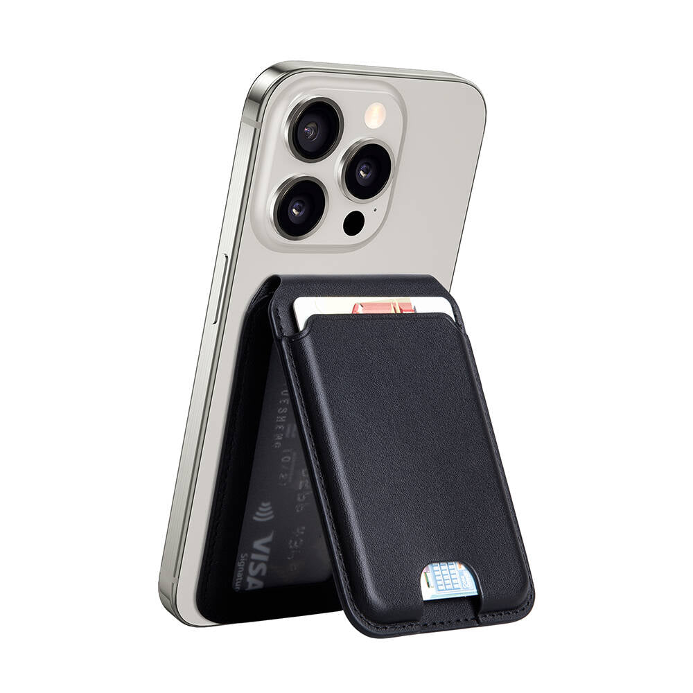 Wiwu Mag Wallet Standlı Magnetik Siyah Kartlık - enzaksesuar